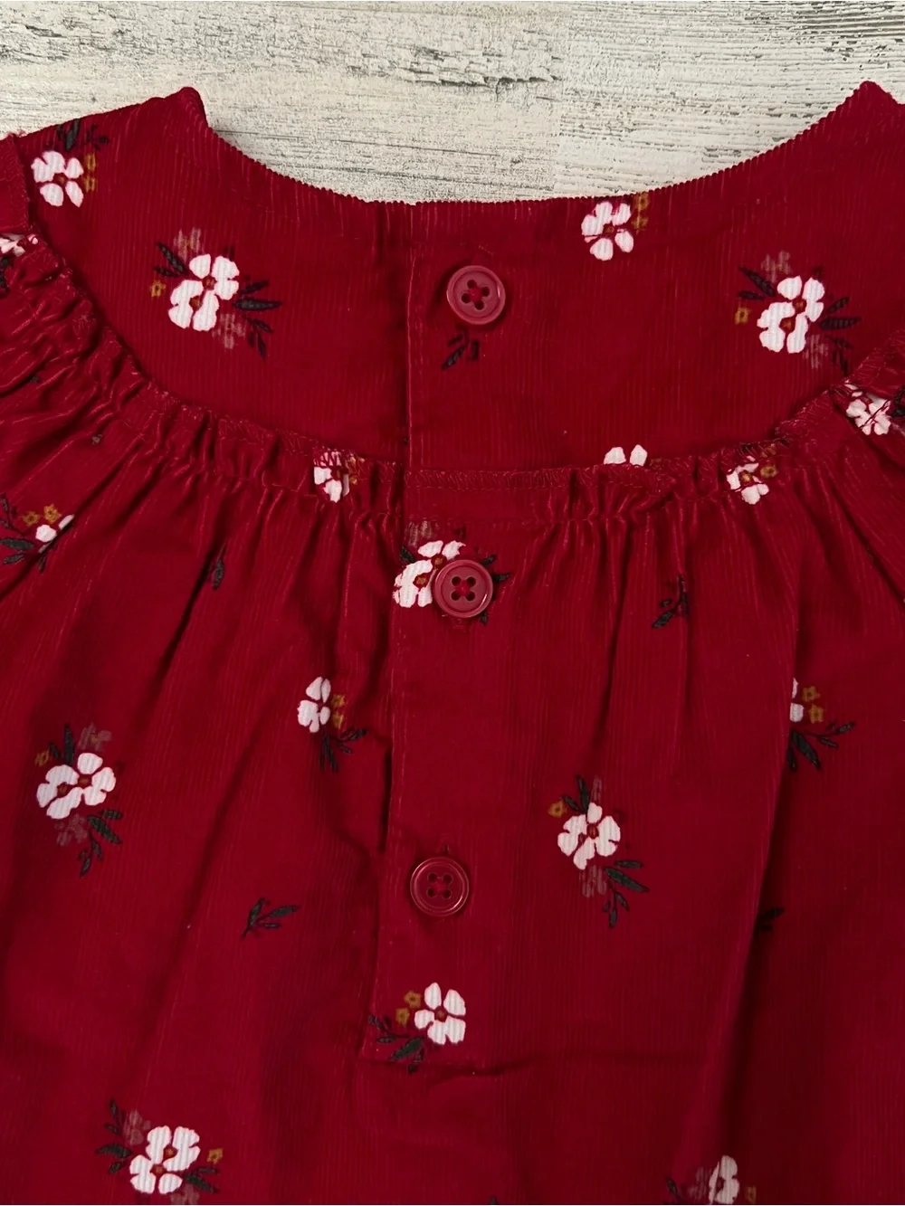Carter’s Floral Corduroy Bubble Romper Cranberry Red Baby Girl 9M